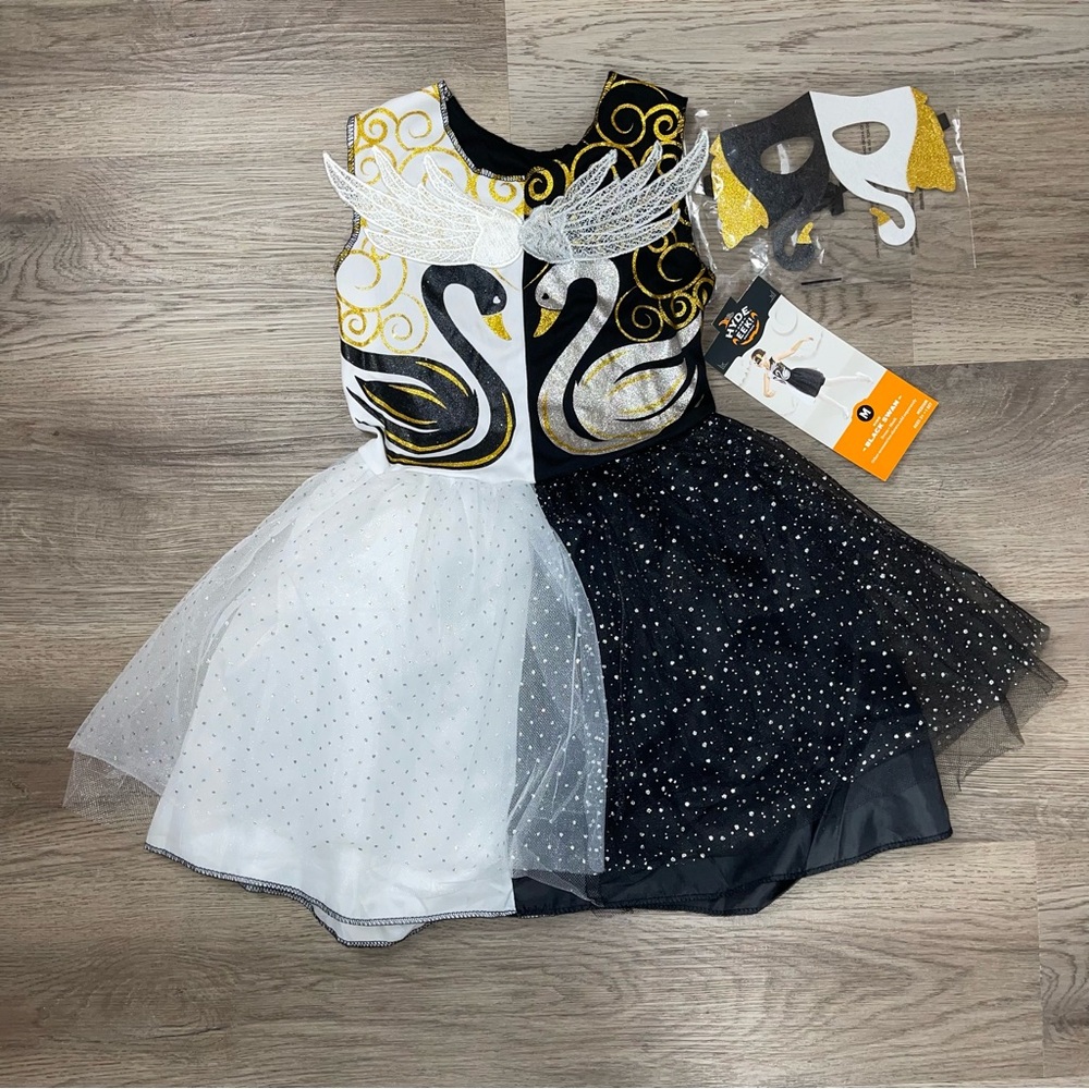 Target Hyde & Eek Kids Black Swan Costume Size Medium M NWT Dress Mask Halloween